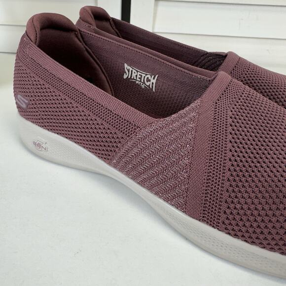 Skechers Pink Step Lite Vegan Luster Slip On Sneaker Flat Goga Mat Shoe Size 9 - Picture 5 of 9